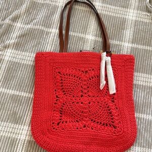 Patricia Nash Naomi Coral Crochet Tote Bag